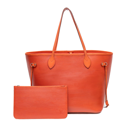 Louis Vuitton Epi Neverfull MM Tote Bag – Orange Red – USA Made – With Pouch