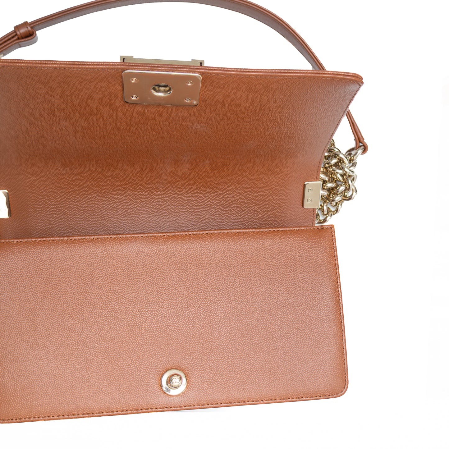 👜 Chanel Boy Bag Medium – Caramel Quilted Caviar Leather with Gold Hardware – Excellent Condition