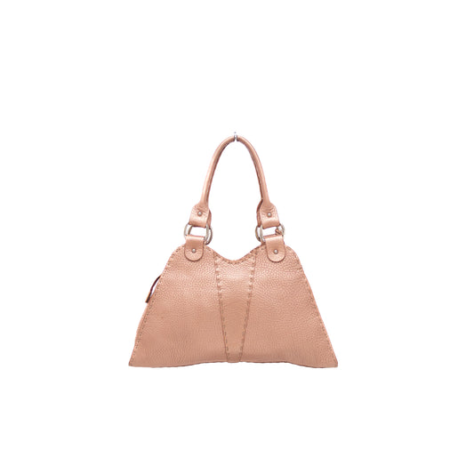 Fendi Selleria Diabolo Handbag – Nude Rose Peau Peccary Leather Metallic Slim