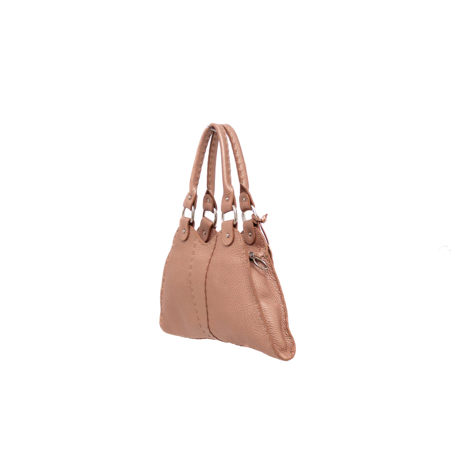 Fendi Selleria Diabolo Handbag – Nude Rose Peau Peccary Leather Metallic Slim