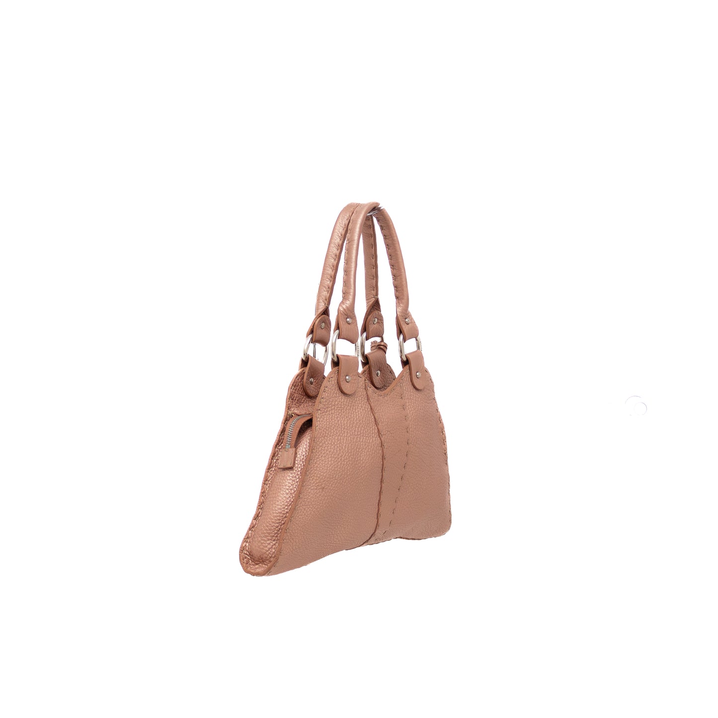 Fendi Selleria Diabolo Handbag – Nude Rose Peau Peccary Leather Metallic Slim