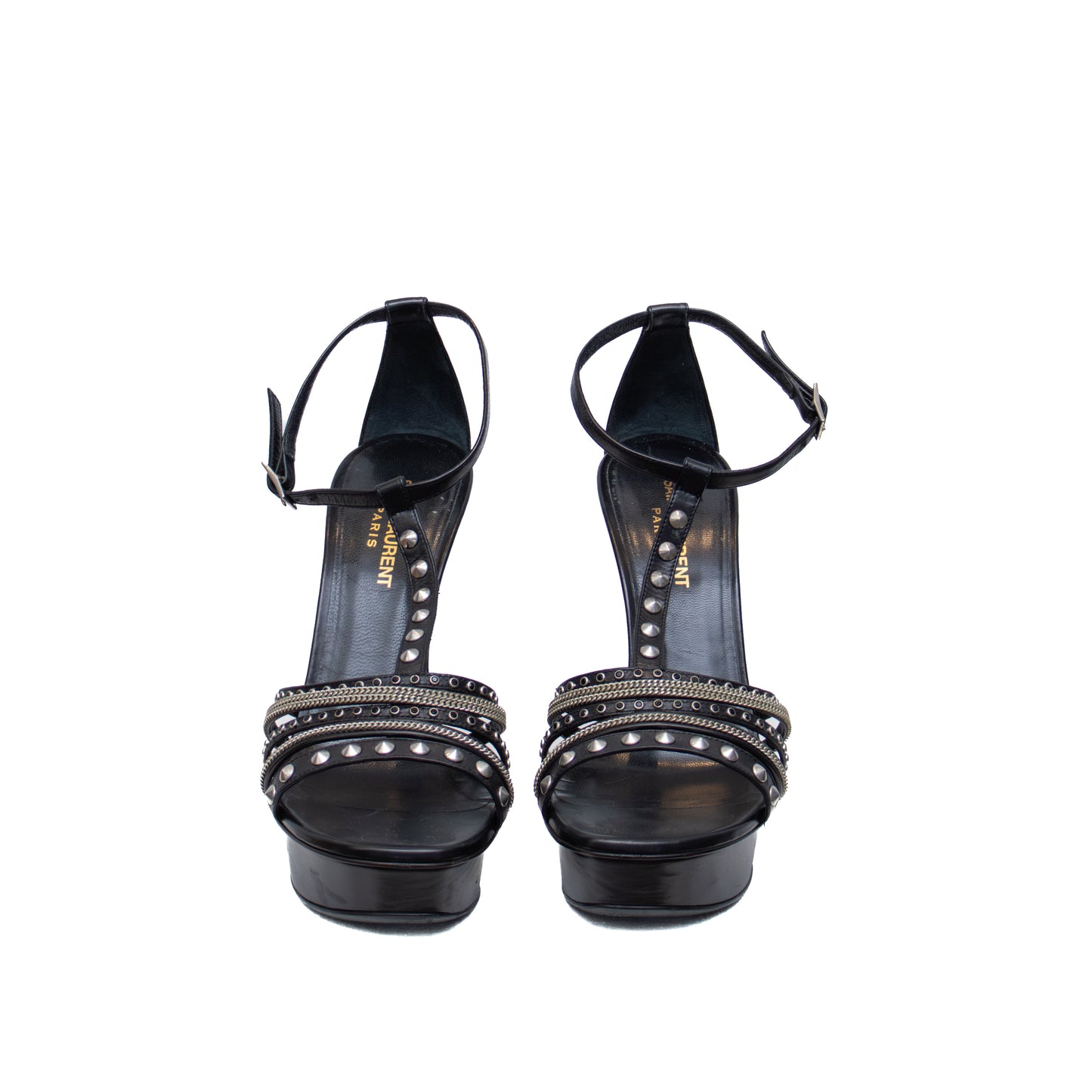 $1450 Saint Laurent Alice Tribute Chain Studded Platform Sandals SZ EU 39/ US 9