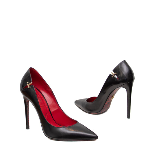 Cesare Paciotti Women’s Black Leather Stiletto Pumps - Size EU 39 / UK 6 / US 9