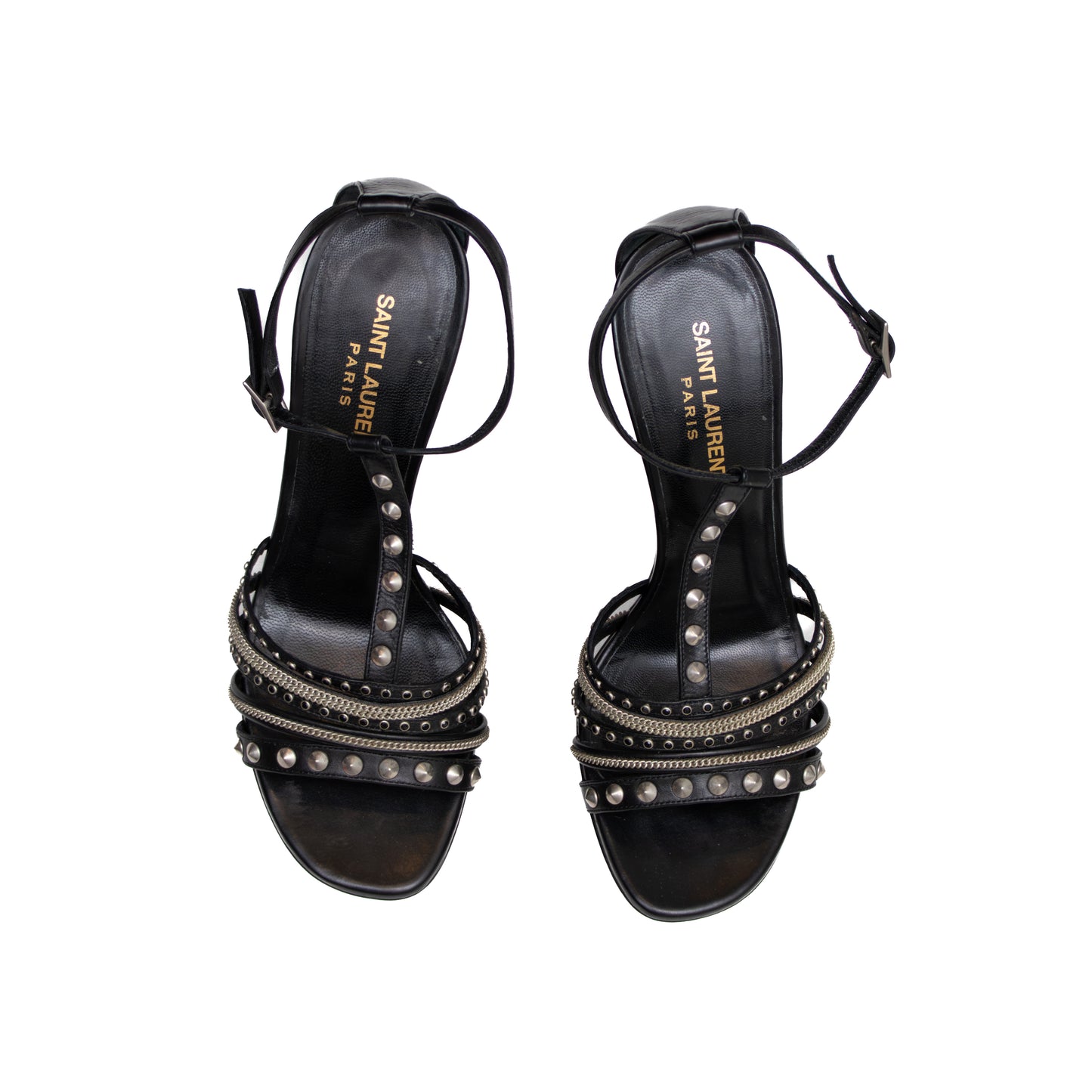 $1450 Saint Laurent Alice Tribute Chain Studded Platform Sandals SZ EU 39/ US 9