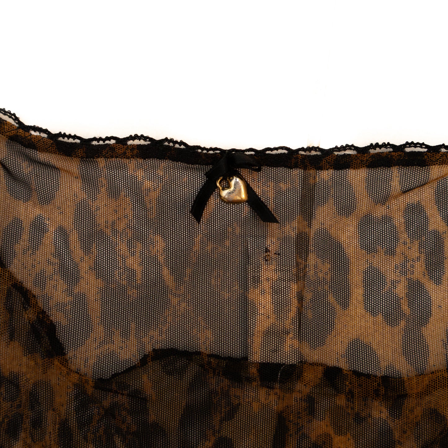 Vintage Moschino Lingerie Leopard Mesh Cami Top with Heart Charm – IT 46 (US 10 / UK 14)