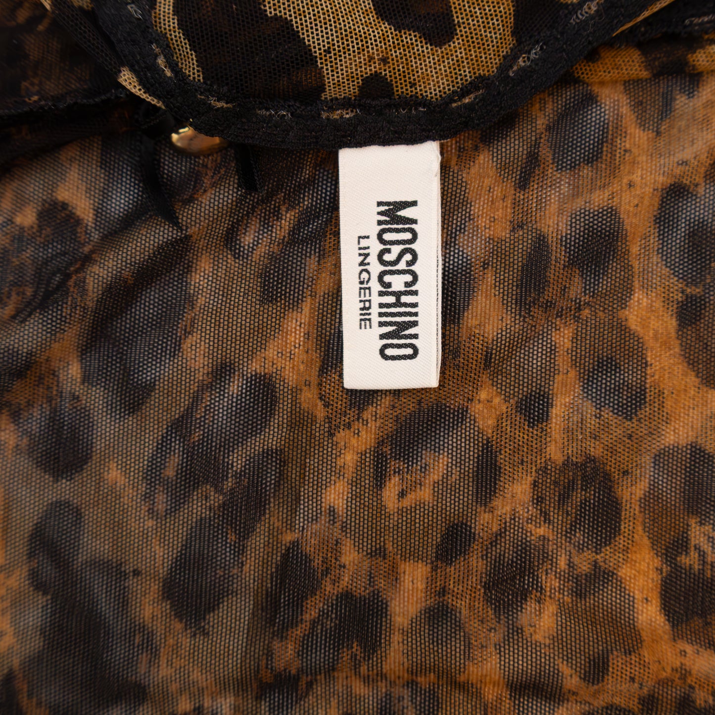 Vintage Moschino Lingerie Leopard Mesh Cami Top with Heart Charm – IT 46 (US 10 / UK 14)