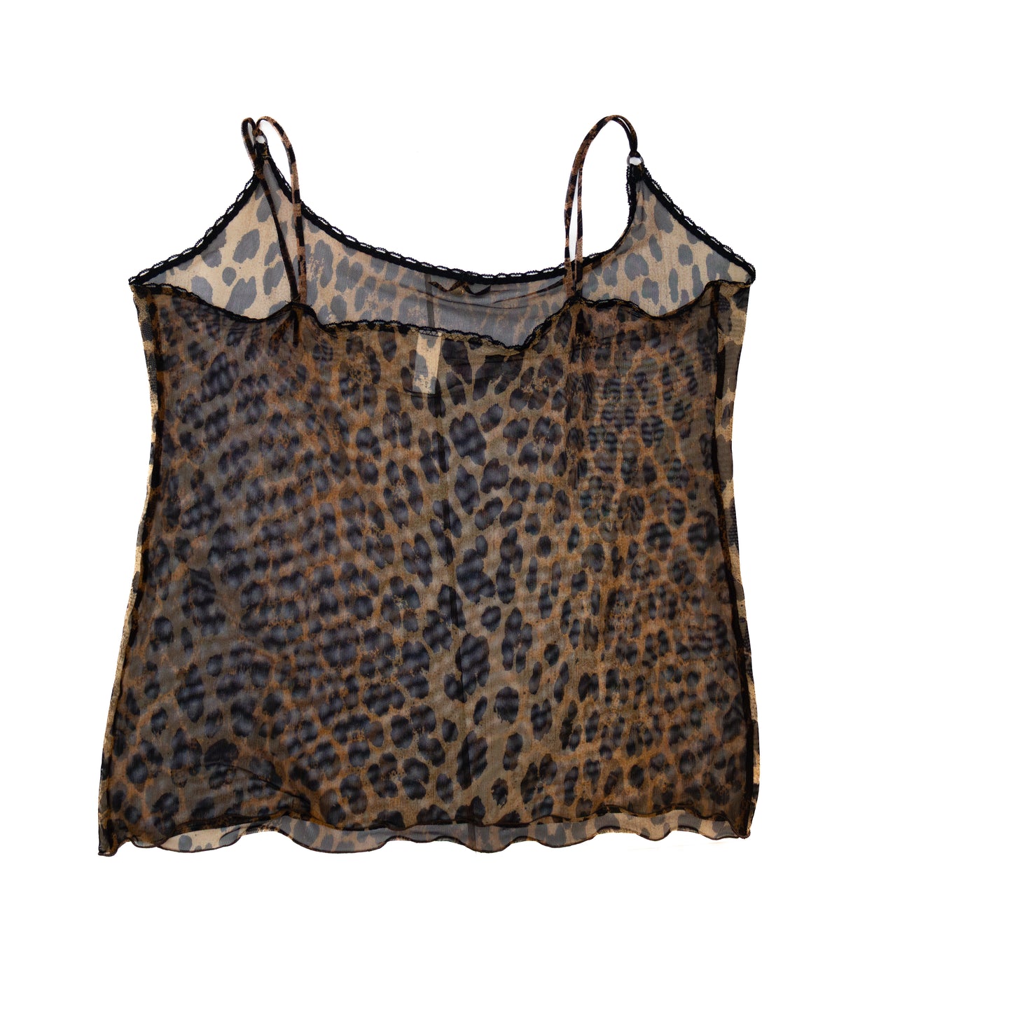 Vintage Moschino Lingerie Leopard Mesh Cami Top with Heart Charm – IT 46 (US 10 / UK 14)