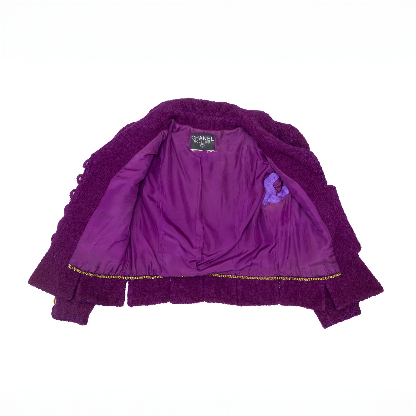 RARE Vintage Chanel Boutique Purple Bouclé Wool Jacket – FW 1993 Collection