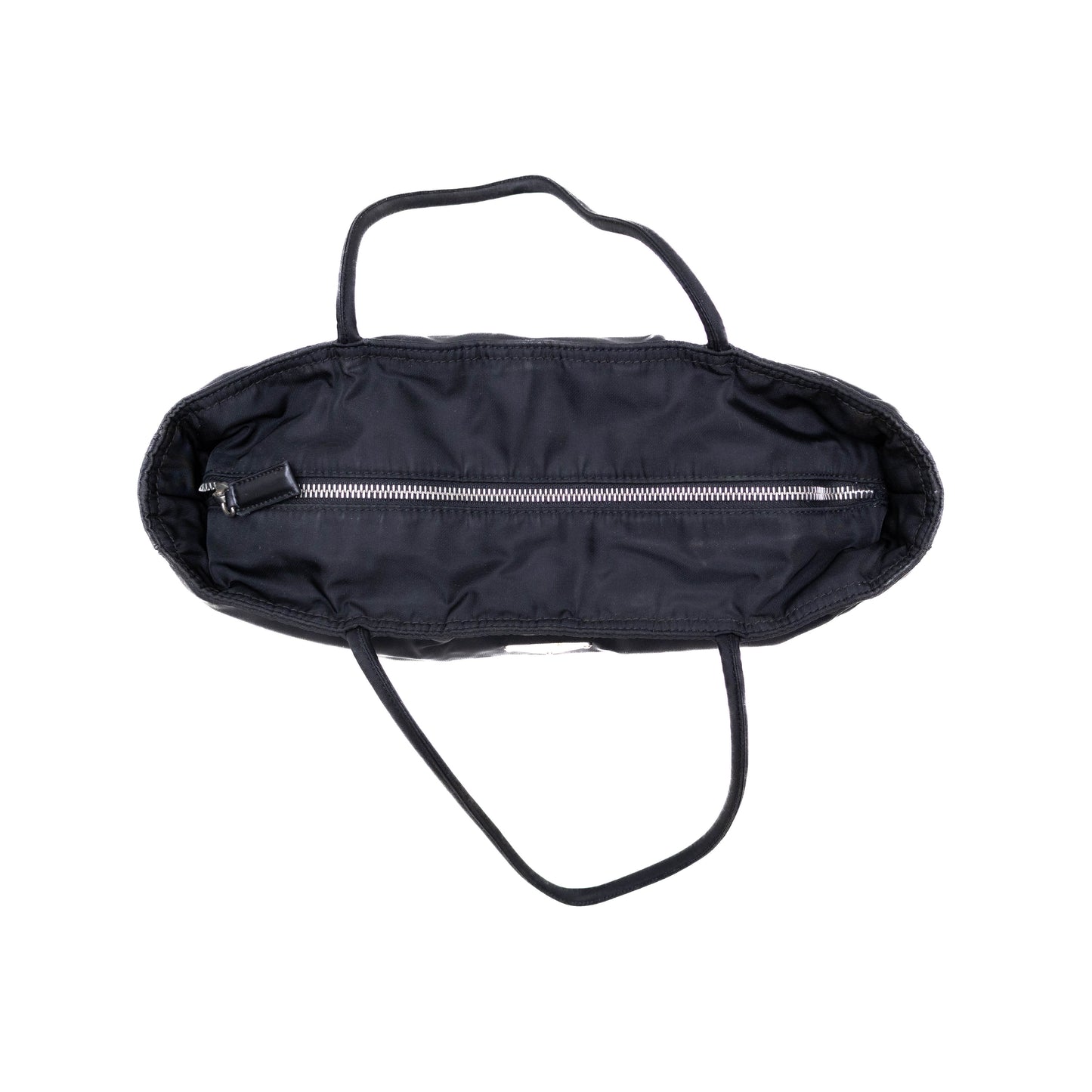 PRADA Black Tessuto Nylon Calf Trimmed Totebag Triangle Logo Women’s Handbag
