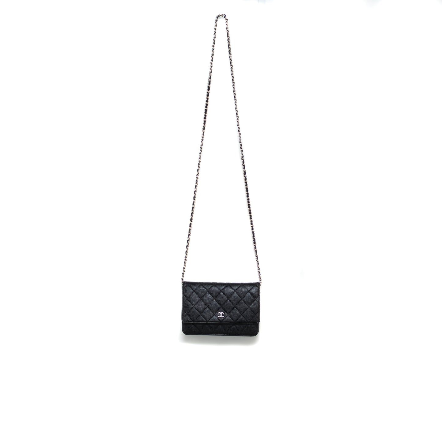 Chanel Black Caviar Wallet On Chain Bag with Silver-Tone Hardware