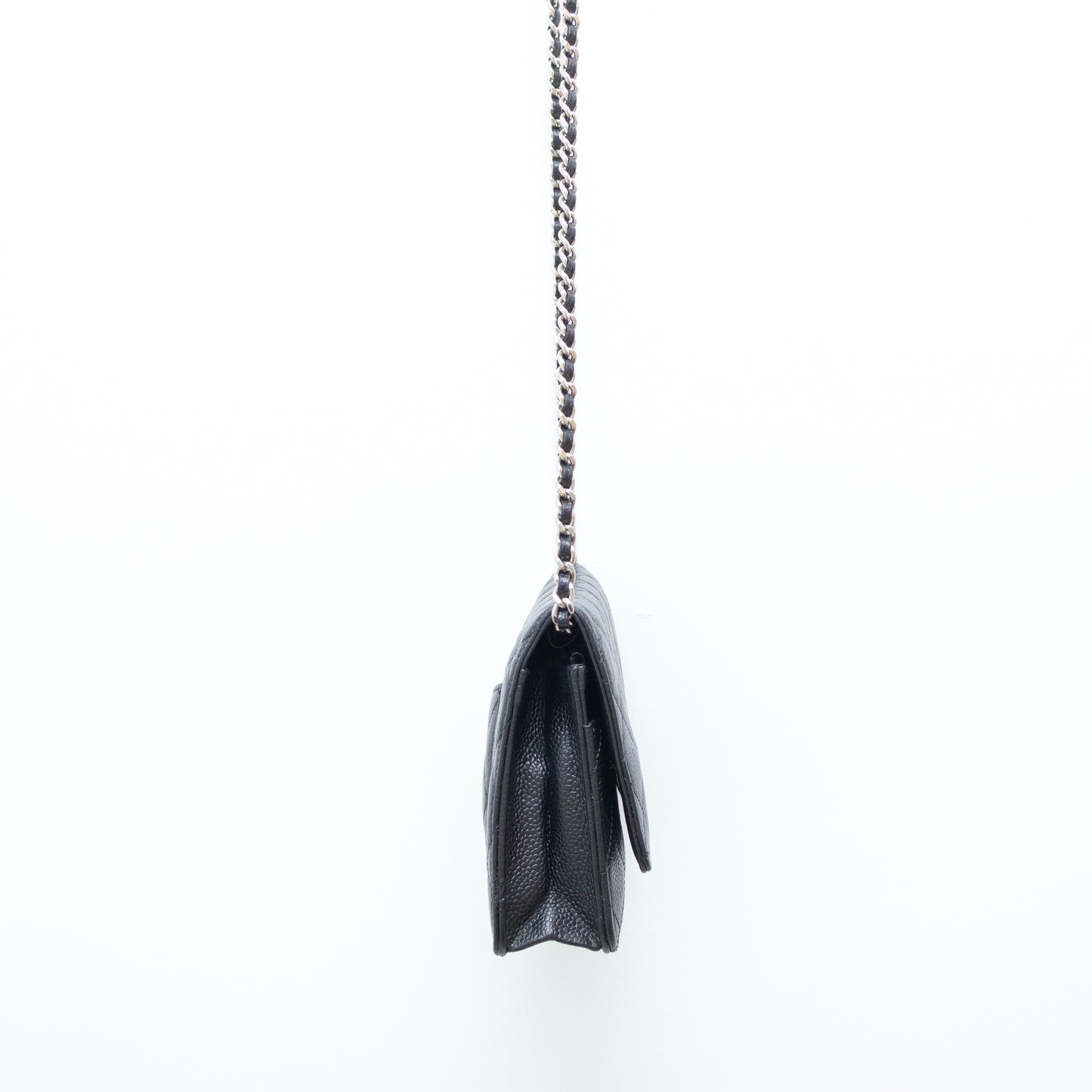 Chanel Black Caviar Wallet On Chain Bag with Silver-Tone Hardware