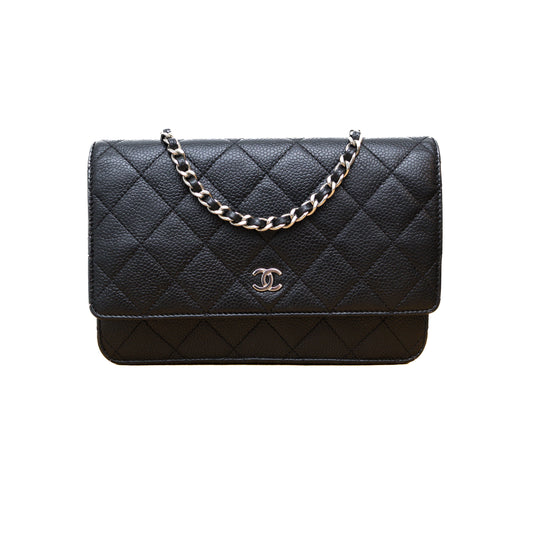 Chanel Black Caviar Wallet On Chain Bag with Silver-Tone Hardware