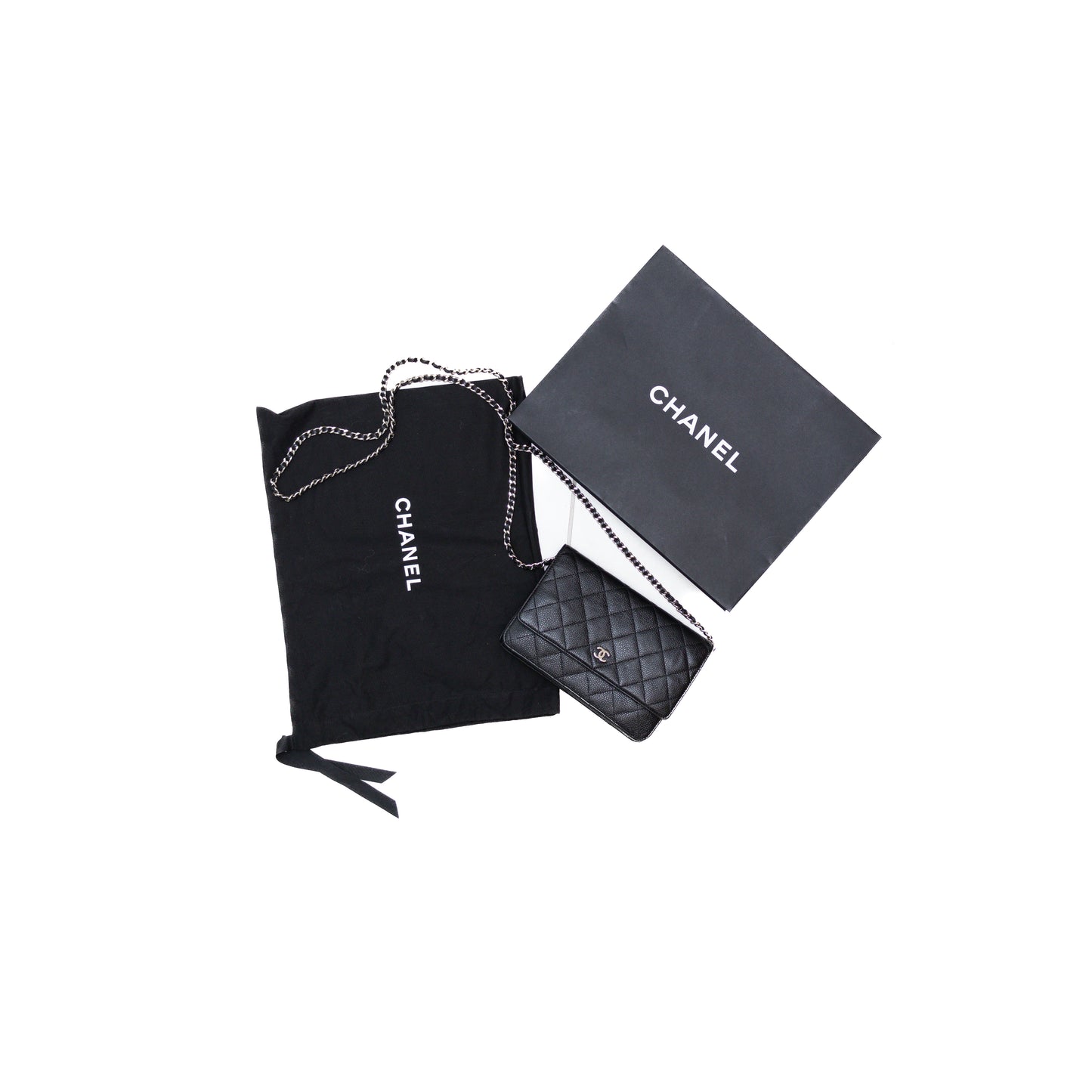 Chanel Black Caviar Wallet On Chain Bag with Silver-Tone Hardware