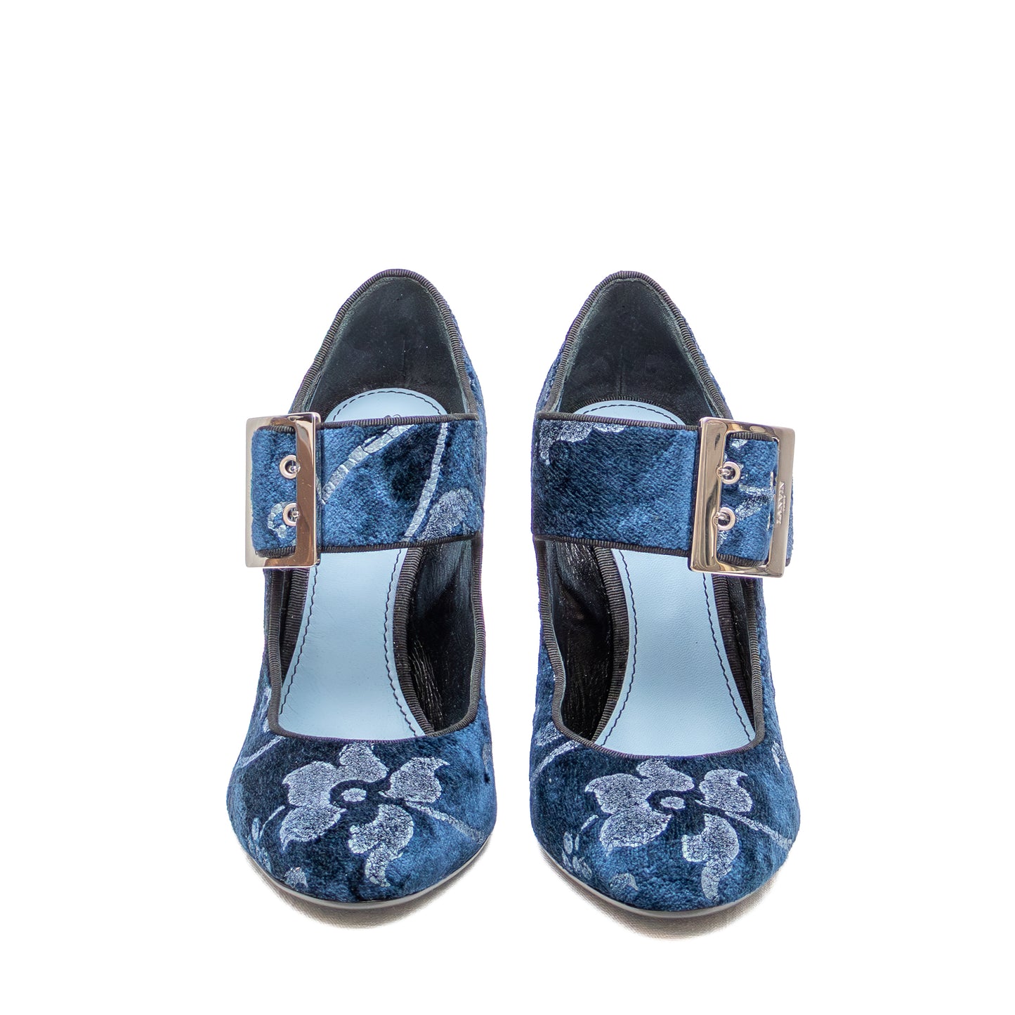 Lanvin Paris Blue Velvet “Sierra” Mary Jane Heels – Size EU 37 / US 7
