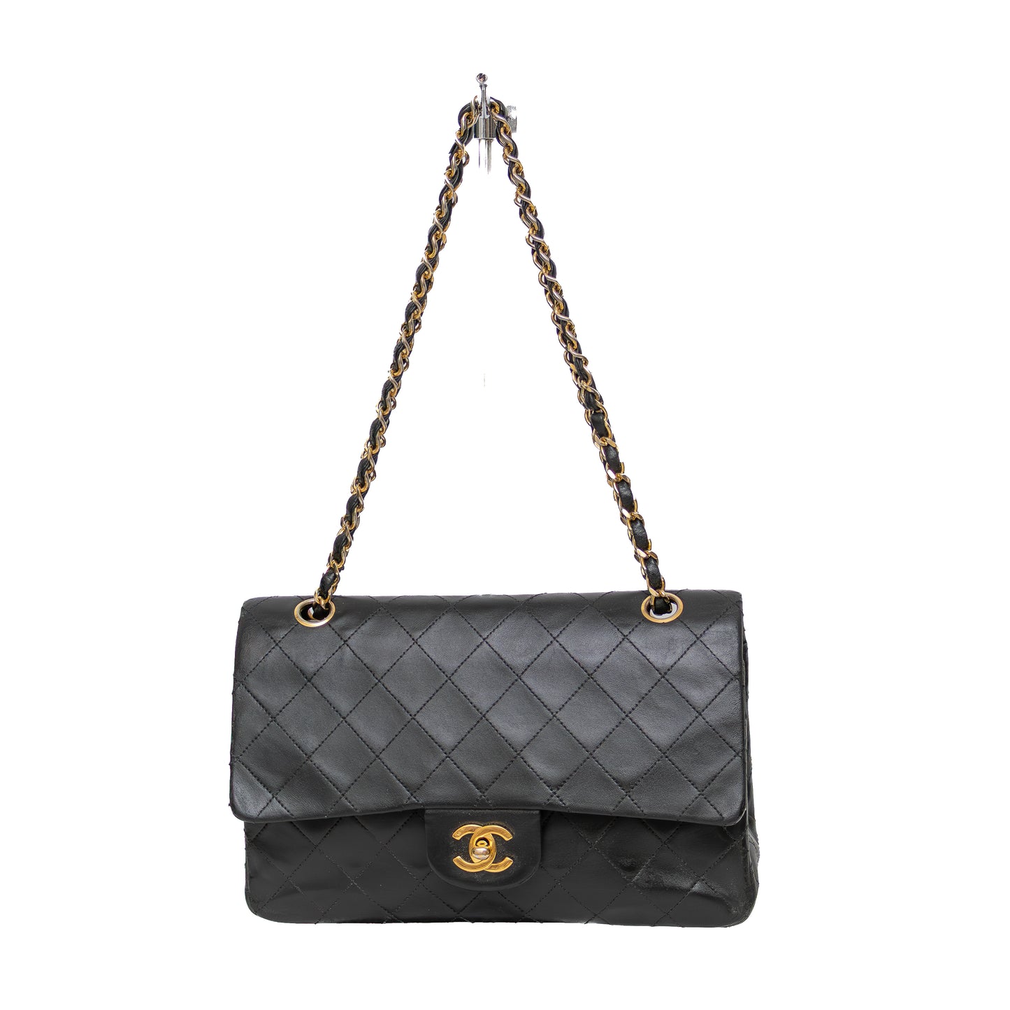 Vintage Chanel Classic Double Flap Bag – Black Lambskin – 24K Gold Plated Hardware – Circa 1986–1988