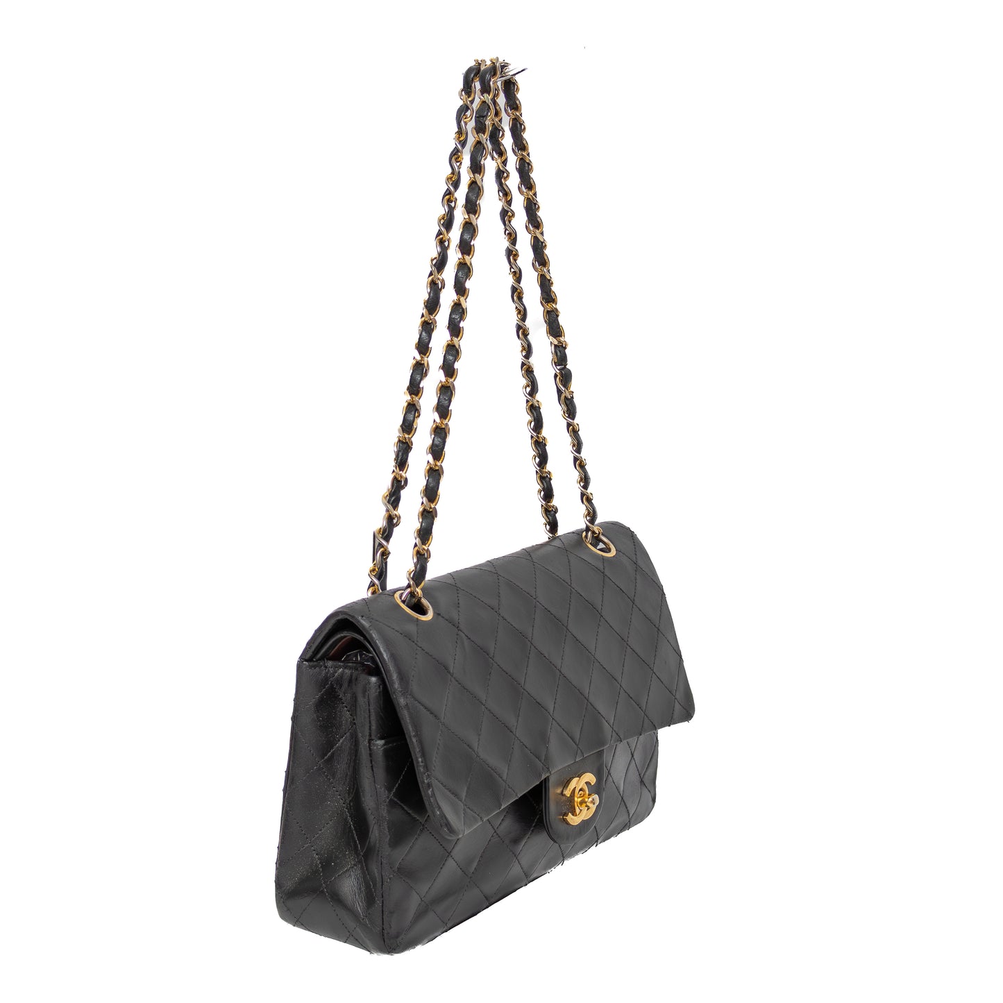 Vintage Chanel Classic Double Flap Bag – Black Lambskin – 24K Gold Plated Hardware – Circa 1986–1988