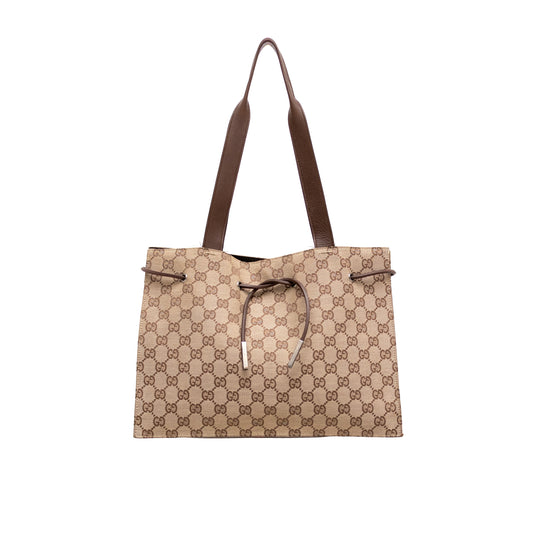 Rare Gucci GG Canvas Tote Bag Authentic Women’s Luxury Handbag with Leather Trim