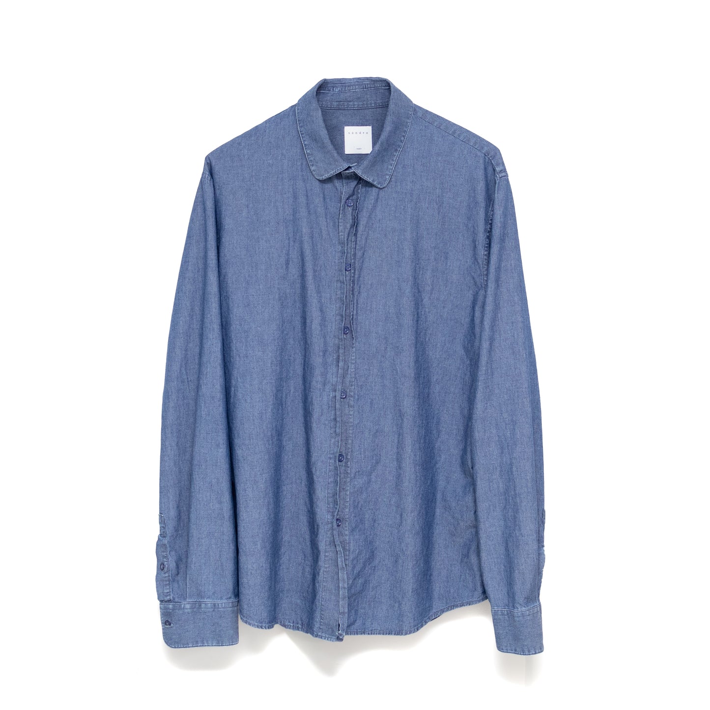 Sandro Paris Men’s Shirt Size:L Button Up Chambray Long Sleeve Cotton