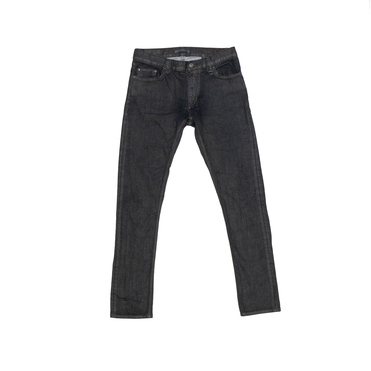 John Varvatos Woodward Jeans 31R Grey Skull Rivet Button Fly Slim Fit