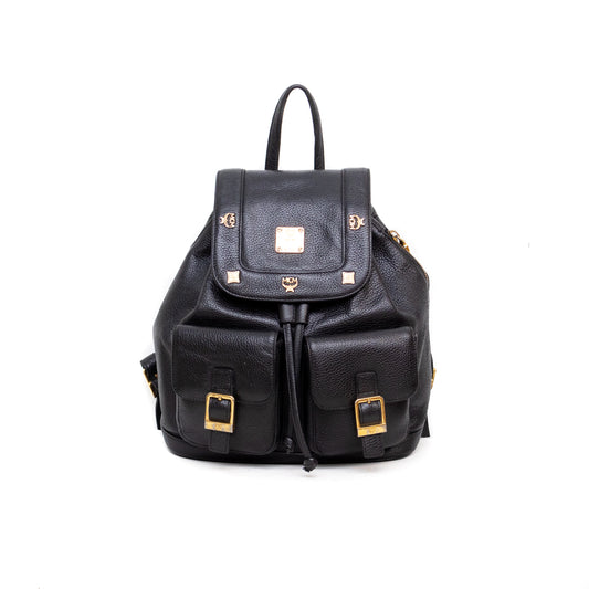Vintage MCM Black Leather Backpack Germany – Medium Size
