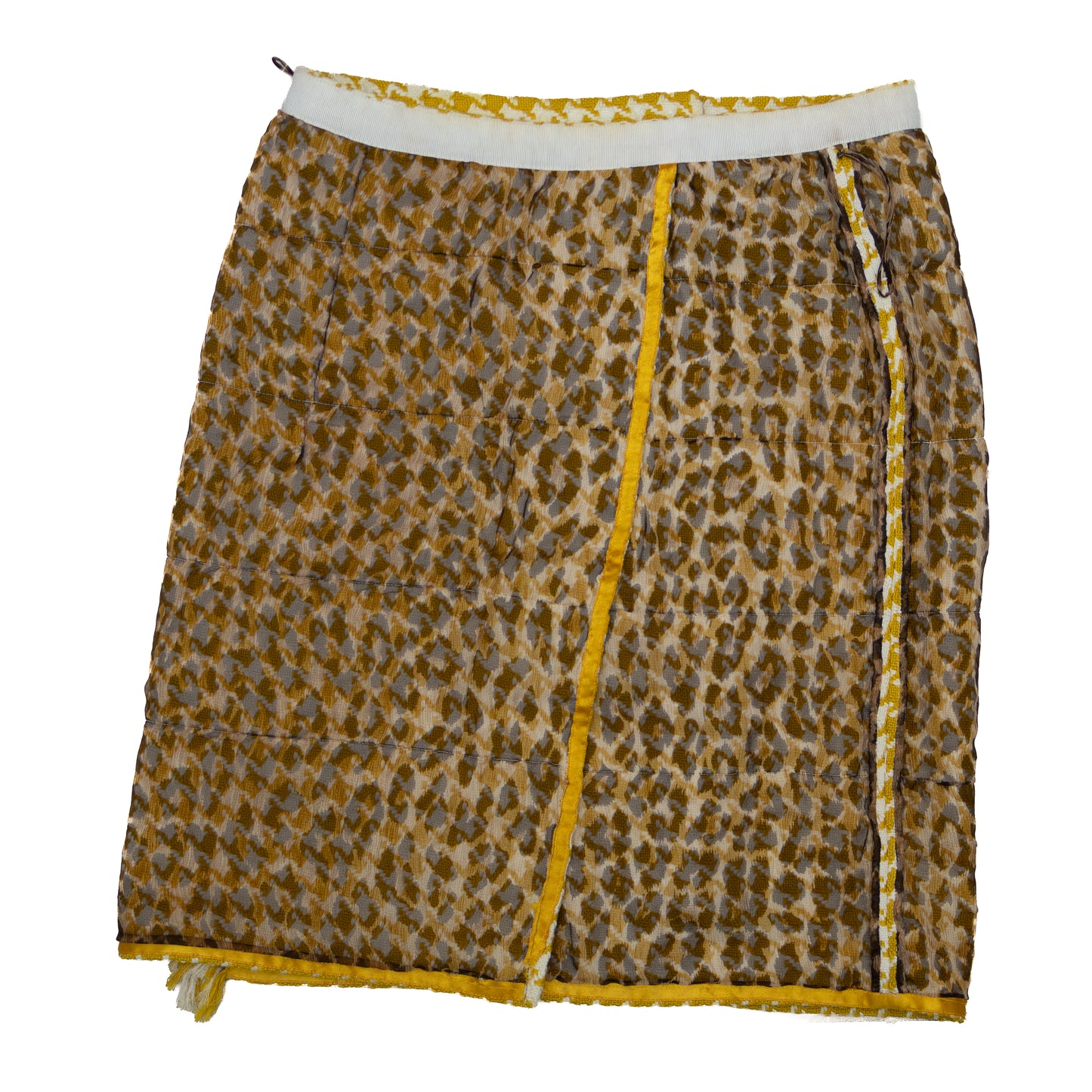 RARE Dolce & Gabbana Yellow Houndstooth Crystal Fringe Skirt – Size IT 38 (US 2 / UK 6)