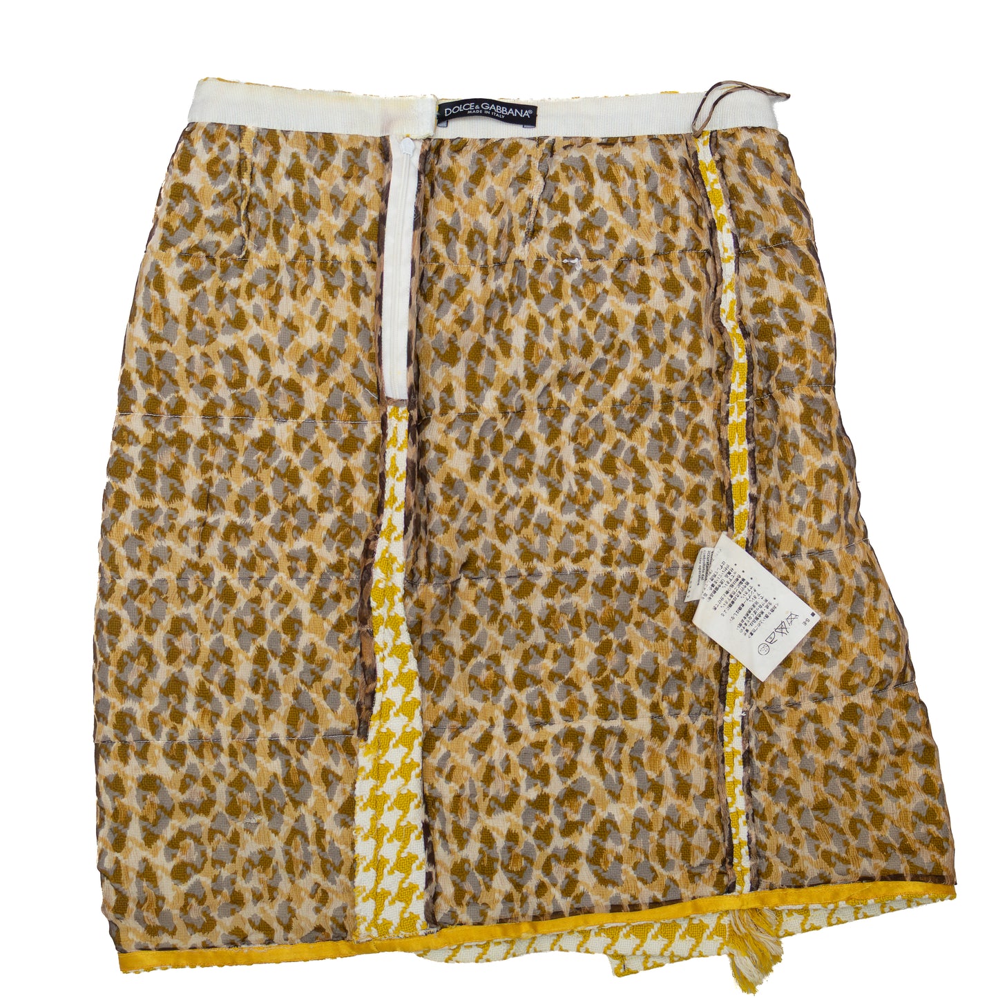 RARE Dolce & Gabbana Yellow Houndstooth Crystal Fringe Skirt – Size IT 38 (US 2 / UK 6)