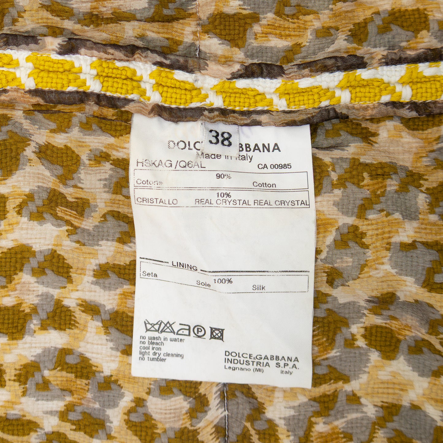 RARE Dolce & Gabbana Yellow Houndstooth Crystal Fringe Skirt – Size IT 38 (US 2 / UK 6)