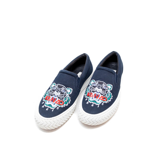 Women's Kenzo Paris Tiger Embroidered Slip-On Sneakers – Navy Blue US 7.5