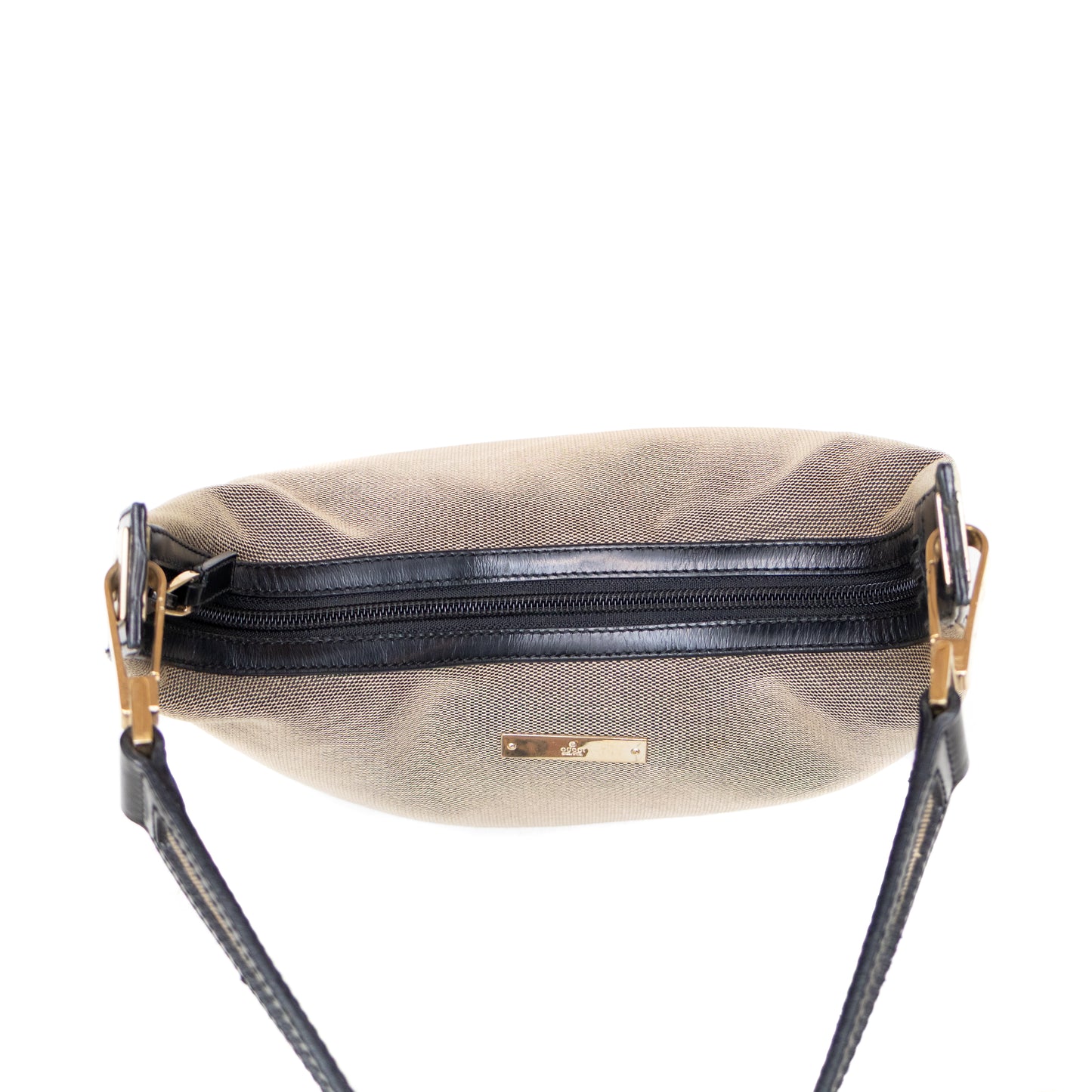 Rare GUCCI Women’s One-Shoulder Bag Handbag Gold Hardware Canvas Gray/Black