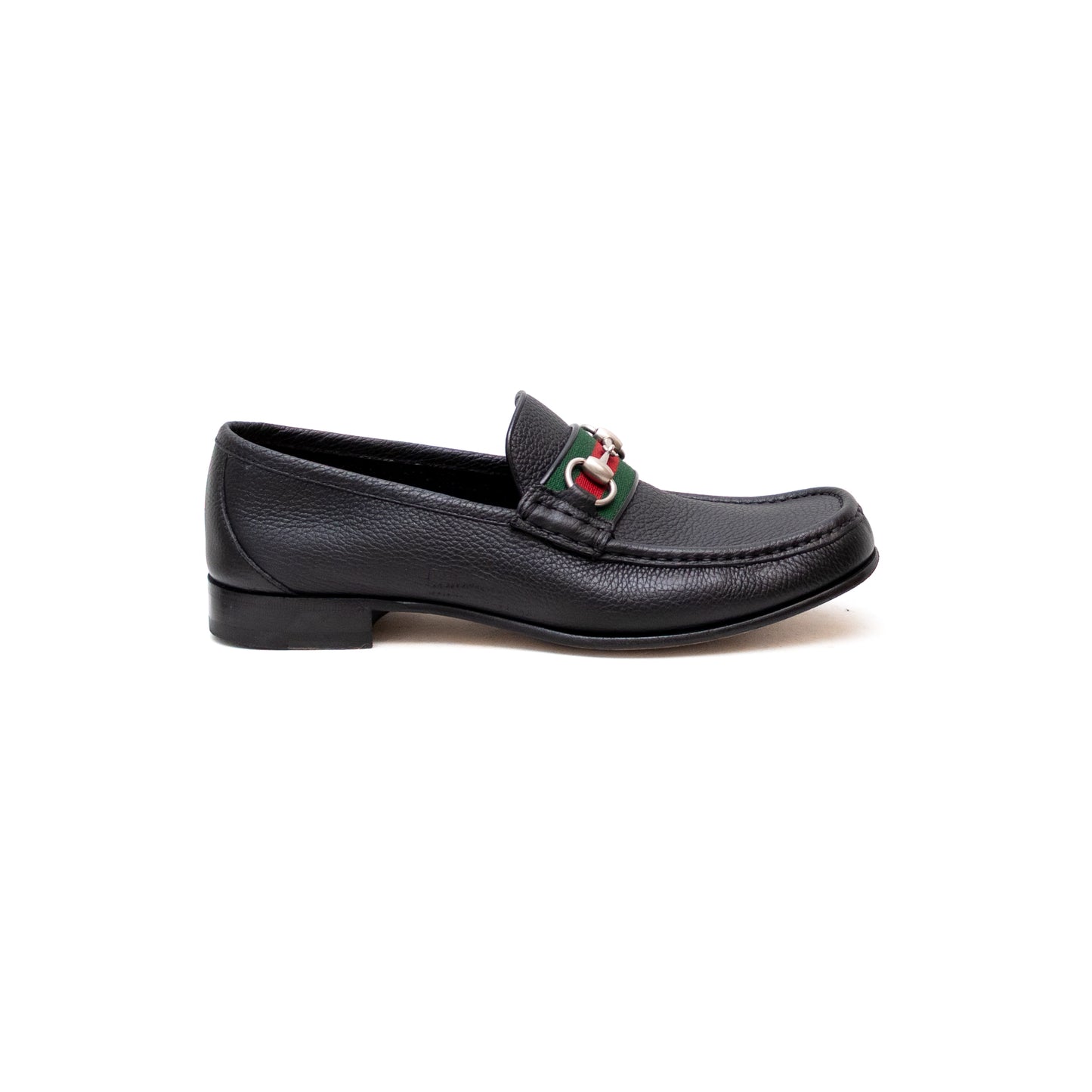 GUCCI - WEB Horse-bit Black Pebbled Leather Loafers – Men’s Size 9.5 US