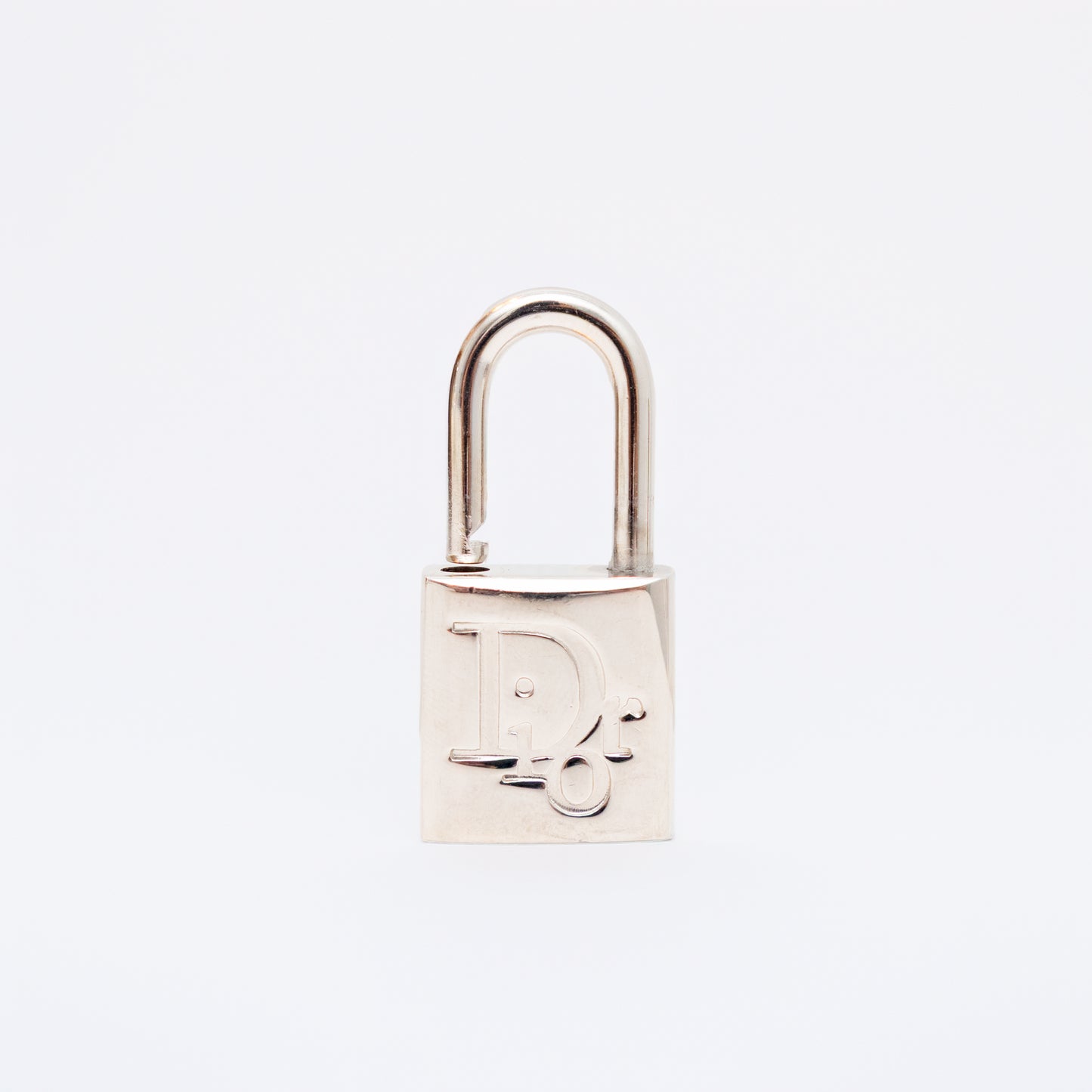 Christian Dior Silver Logo Padlock and Key Bag Charm Set