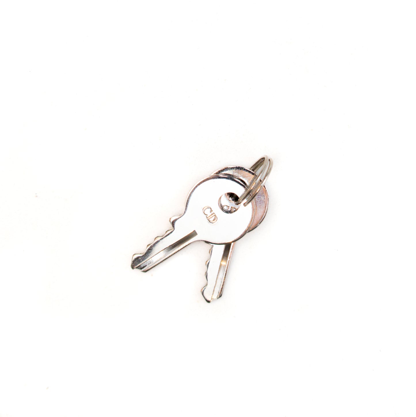 Christian Dior Silver Logo Padlock and Key Bag Charm Set