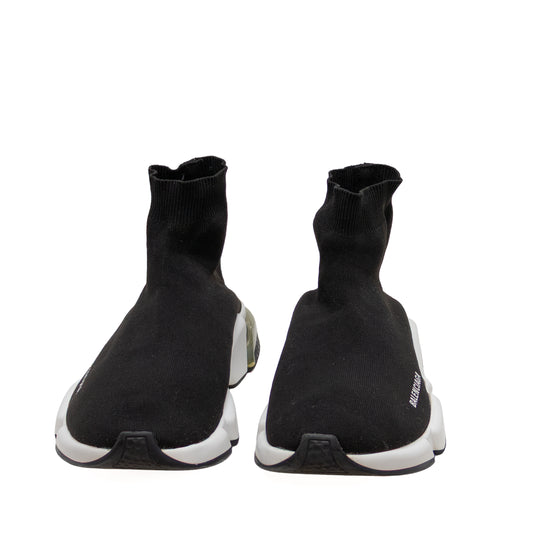 Balenciaga Speed 2.0 Clear Sole Sneakers Black White US 11
