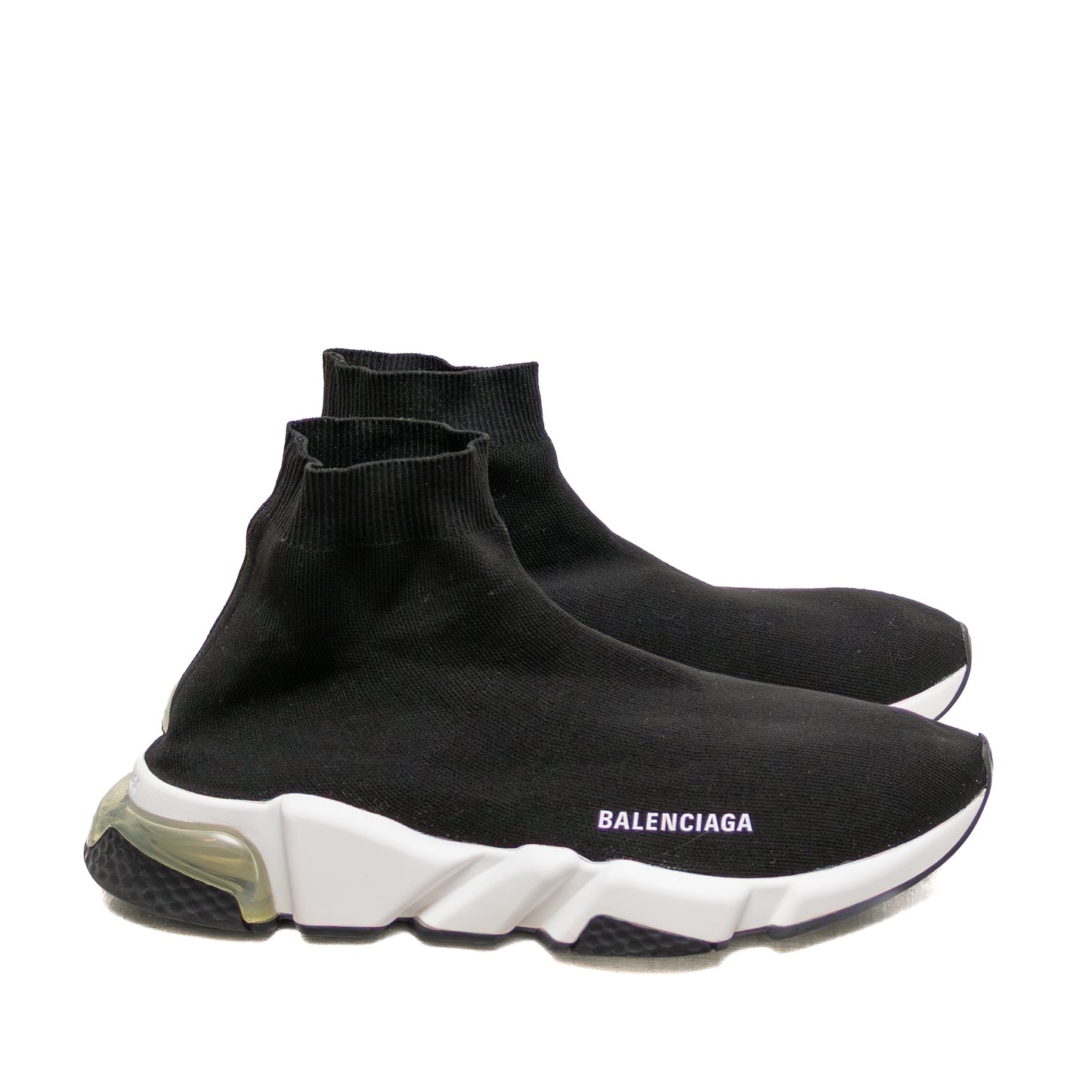 Balenciaga Speed 2.0 Clear Sole Sneakers Black White US 11