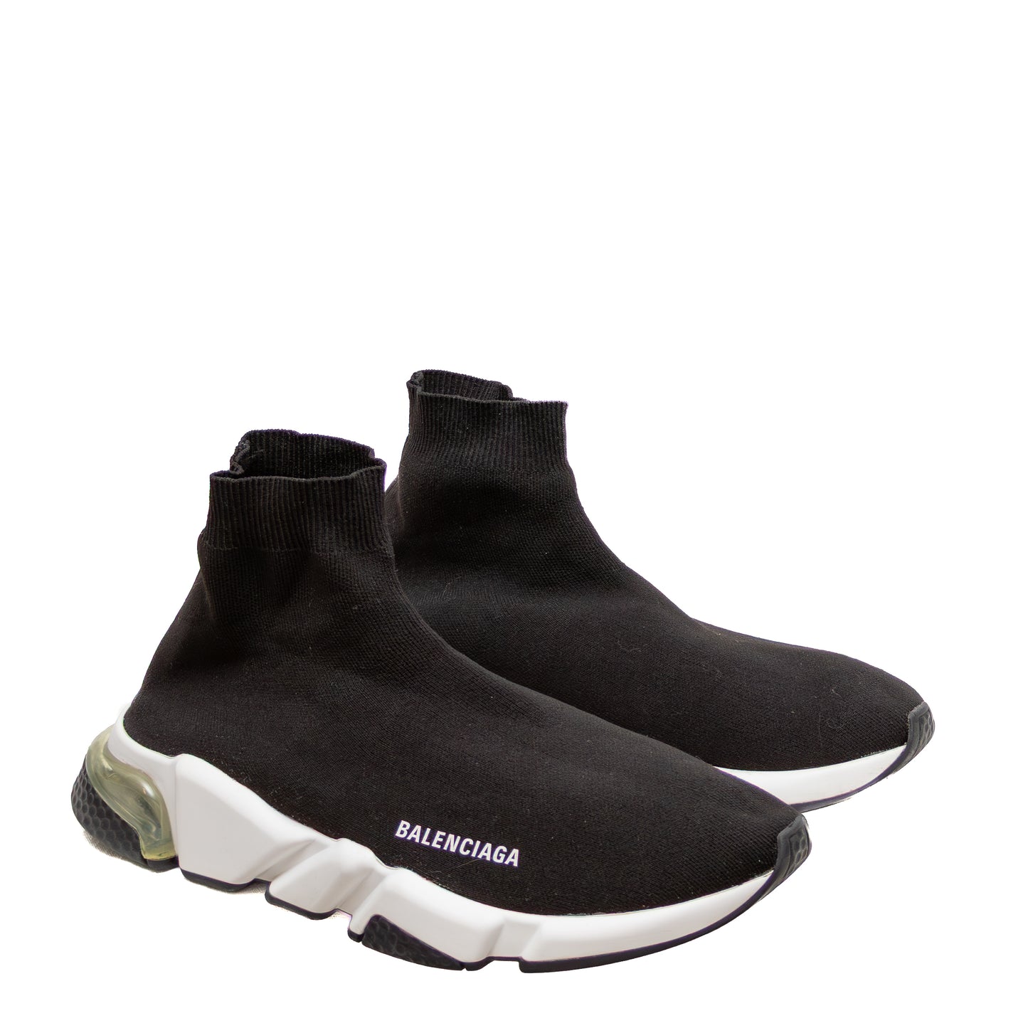 Balenciaga Speed 2.0 Clear Sole Sneakers Black White US 11