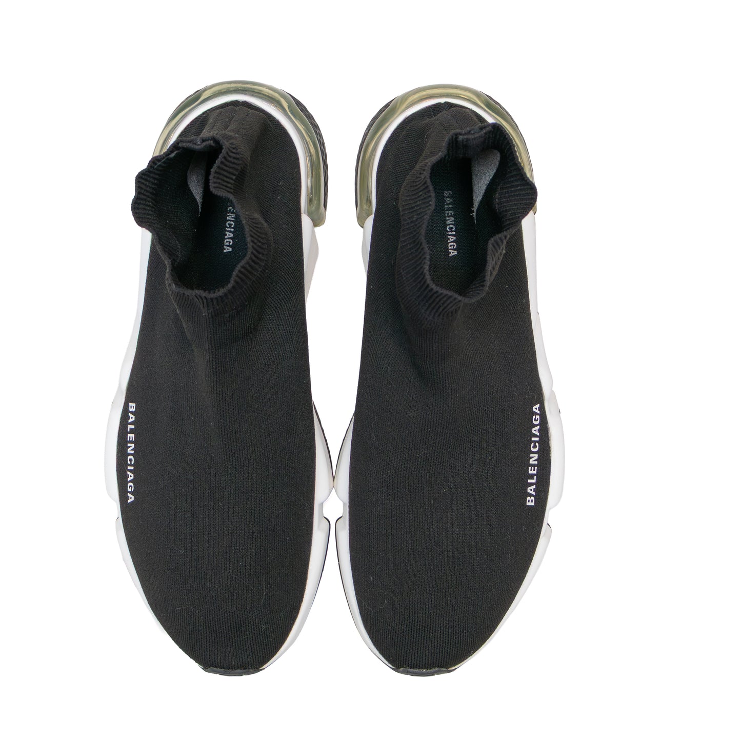 Balenciaga Speed 2.0 Clear Sole Sneakers Black White US 11