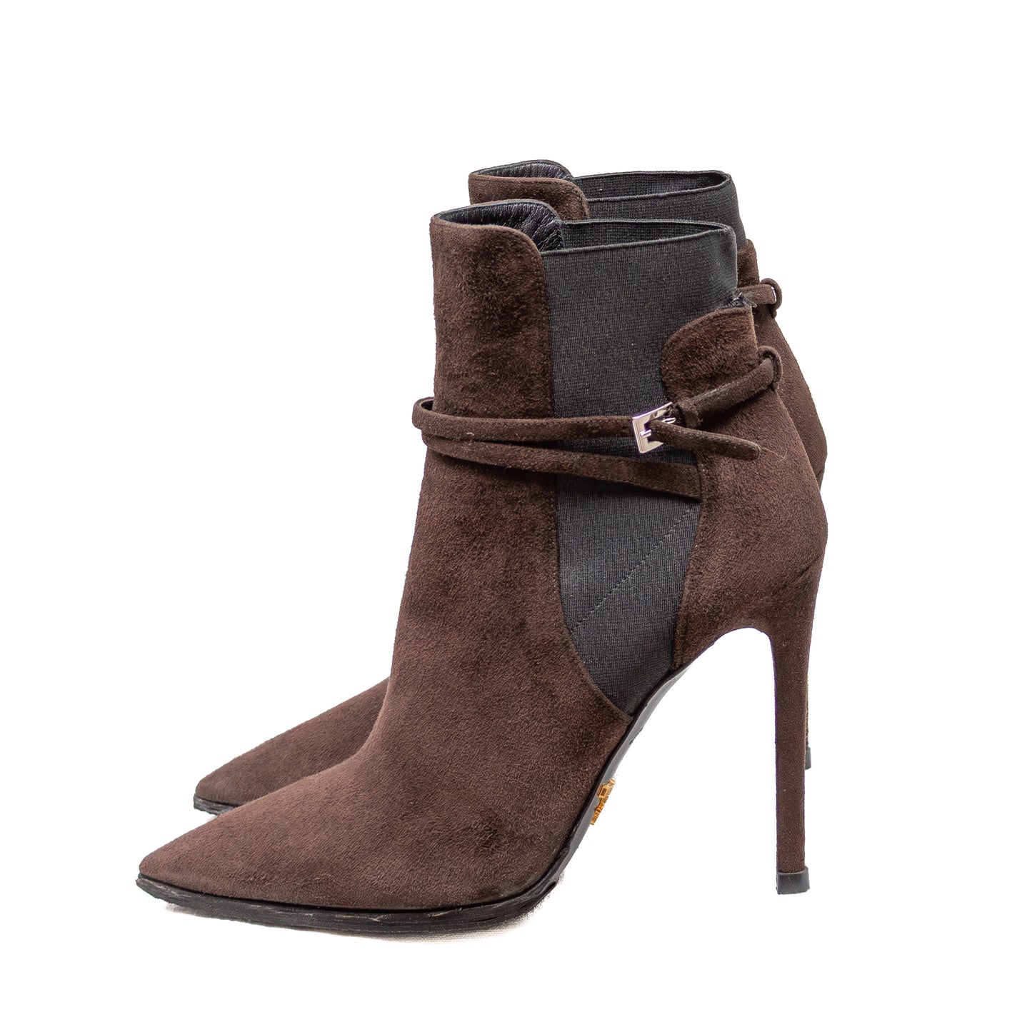 Prada Women’s Brown Suede Stiletto Ankle Boots – Size EU 37 (US 6.5 – 7)