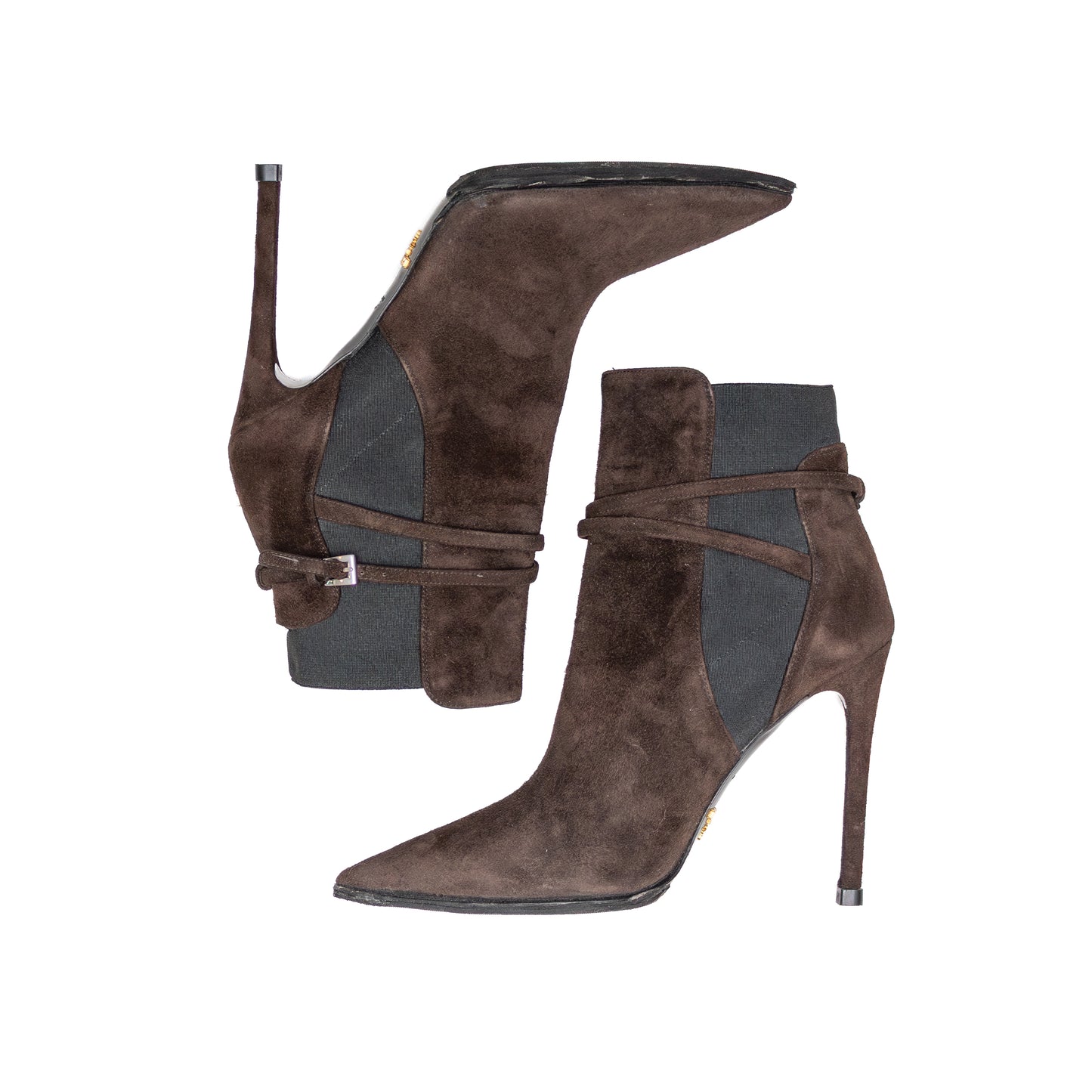 Prada Women’s Brown Suede Stiletto Ankle Boots – Size EU 37 (US 6.5 – 7)