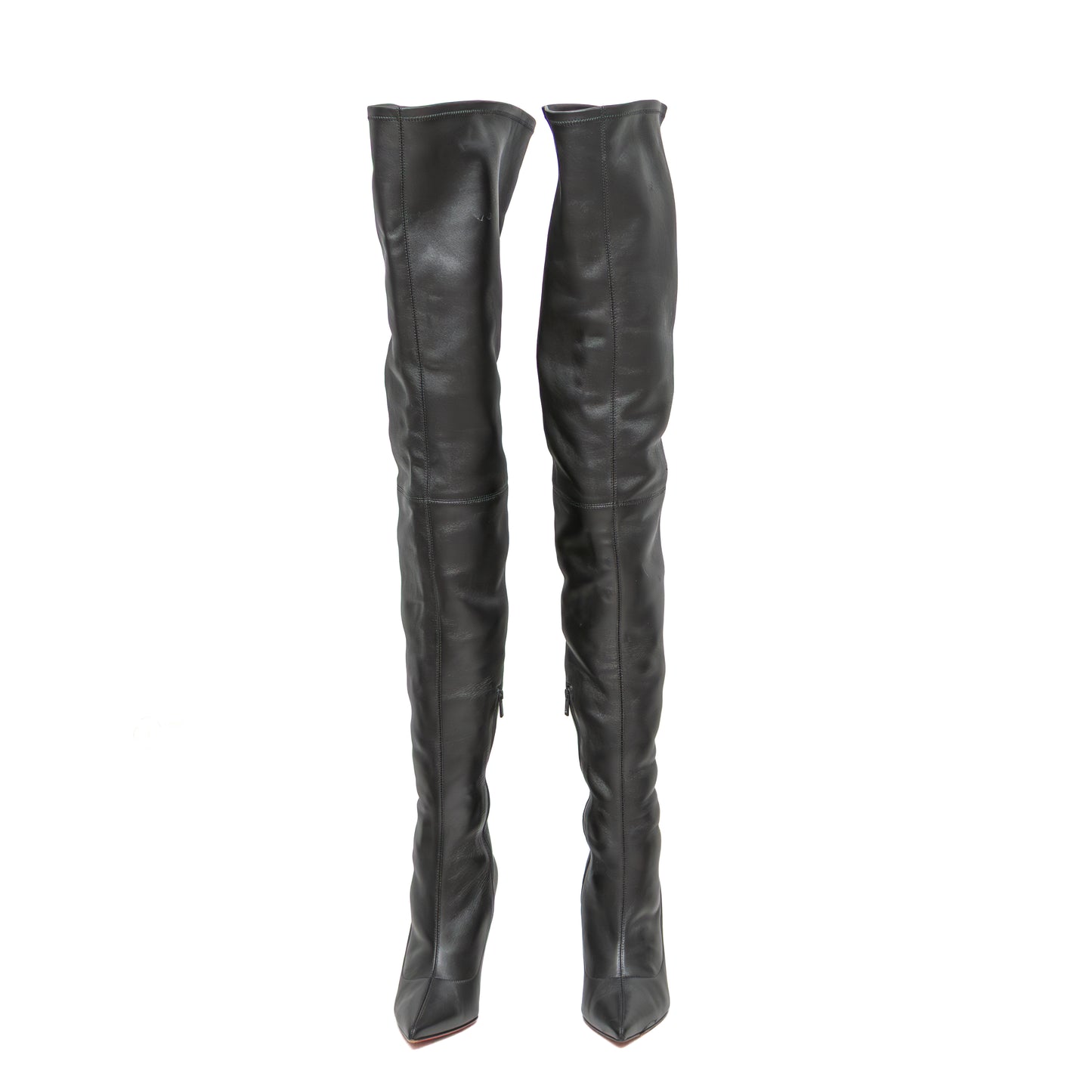 Christian Louboutin Black Leather Over-the-Knee Boots – Size EU 37 / US 7