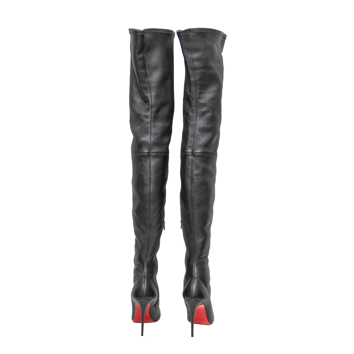 Christian Louboutin Black Leather Over-the-Knee Boots – Size EU 37 / US 7