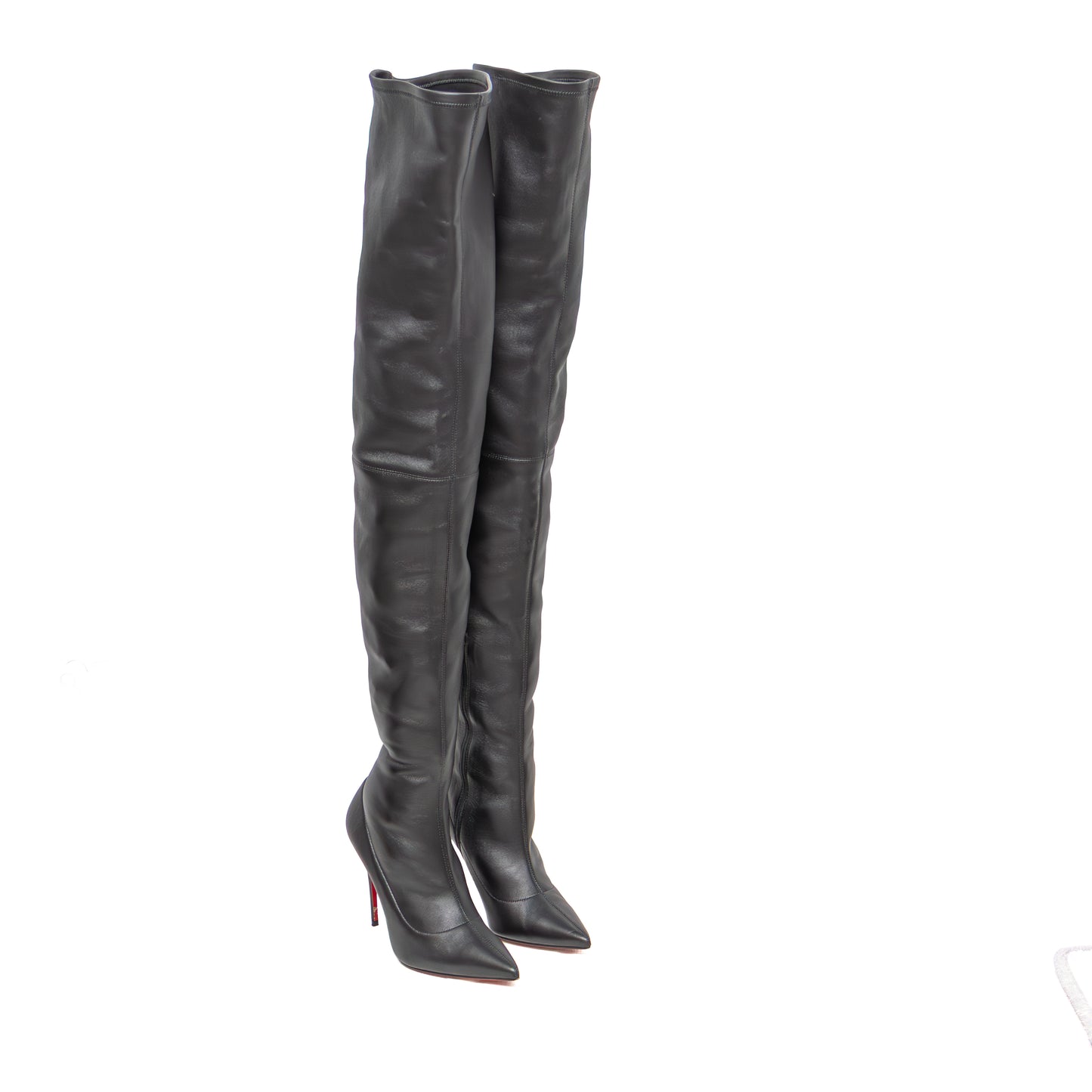 Christian Louboutin Black Leather Over-the-Knee Boots – Size EU 37 / US 7