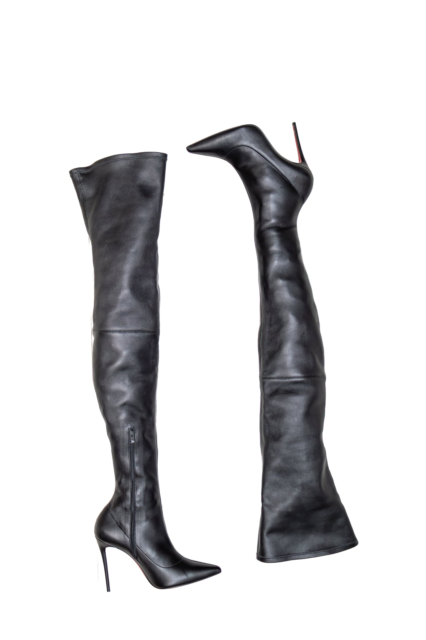 Christian Louboutin Black Leather Over-the-Knee Boots – Size EU 37 / US 7