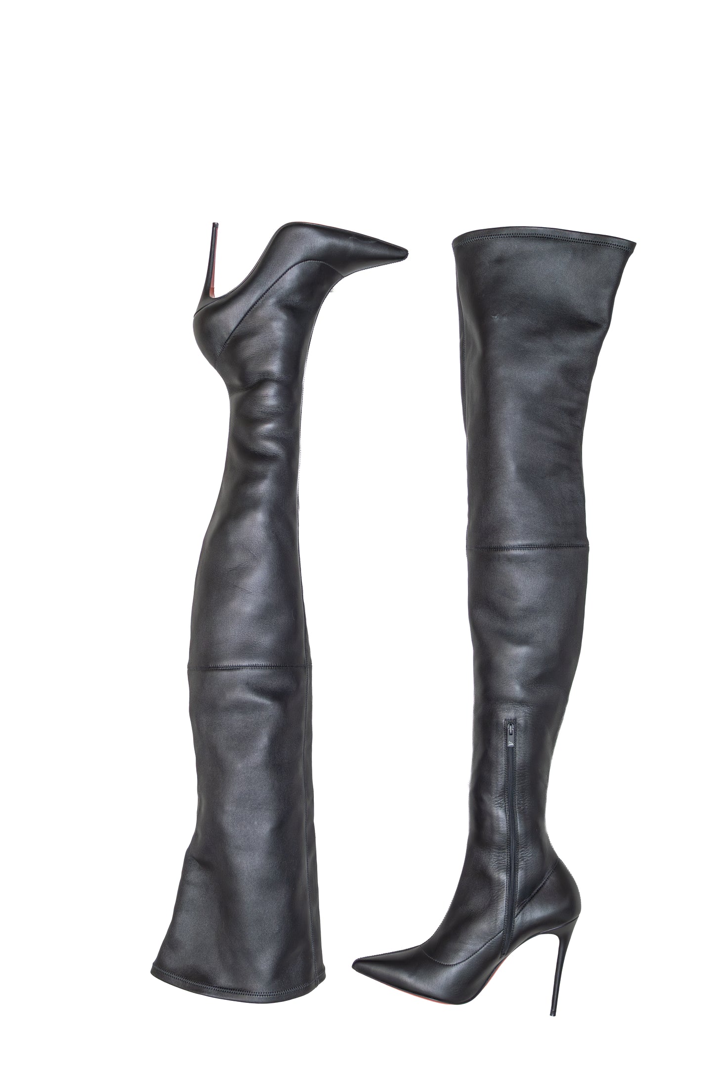 Christian Louboutin Black Leather Over-the-Knee Boots – Size EU 37 / US 7