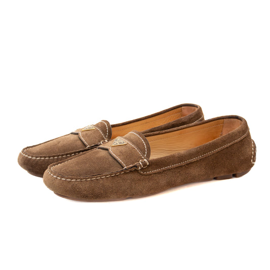 Prada Suede Driving Loafers – Brown – Size US 9 / EU 39 / UK 6.5 – Women’s