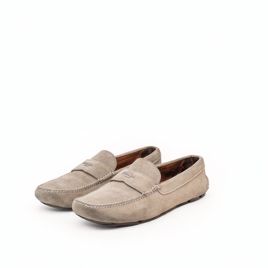 Prada Men’s Grey Suede Driving Loafers – Size US 9 / EU 42 / UK 8 – Made in Italy