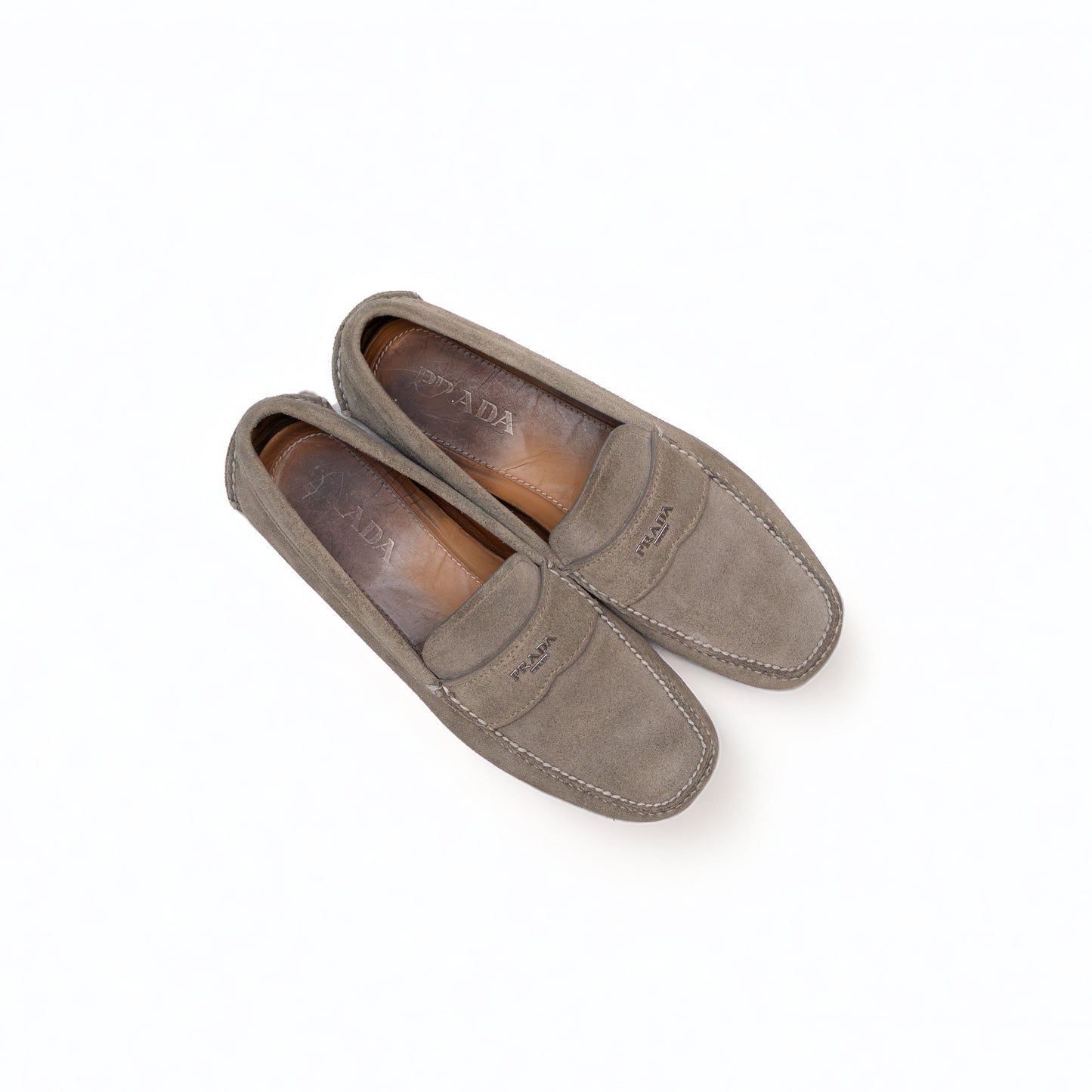 Prada Men’s Grey Suede Driving Loafers – Size US 9 / EU 42 / UK 8 – Made in Italy