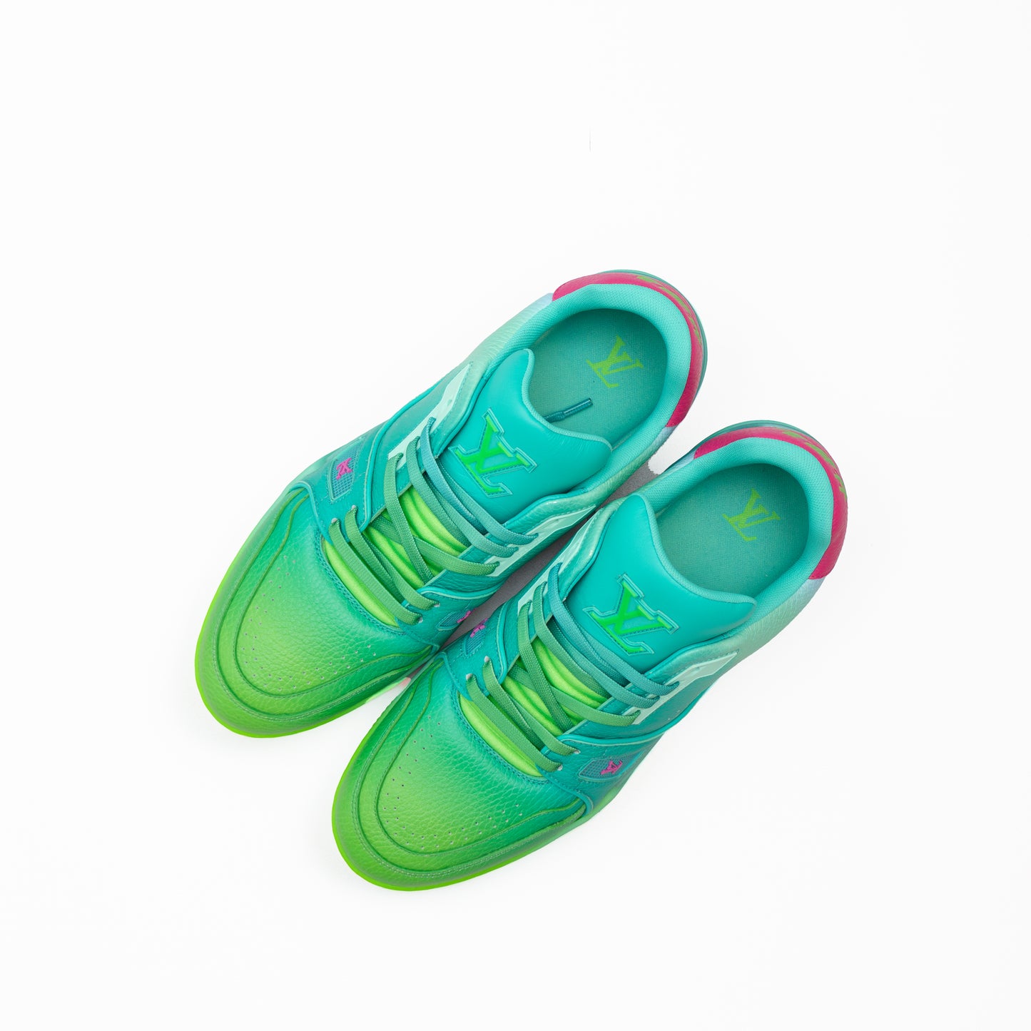 Louis Vuitton LV Trainer Sneakers – Virgil Abloh SS19 – Gradient Green/Pink – Size US 8 / EU 41 / UK 7 – FD1211