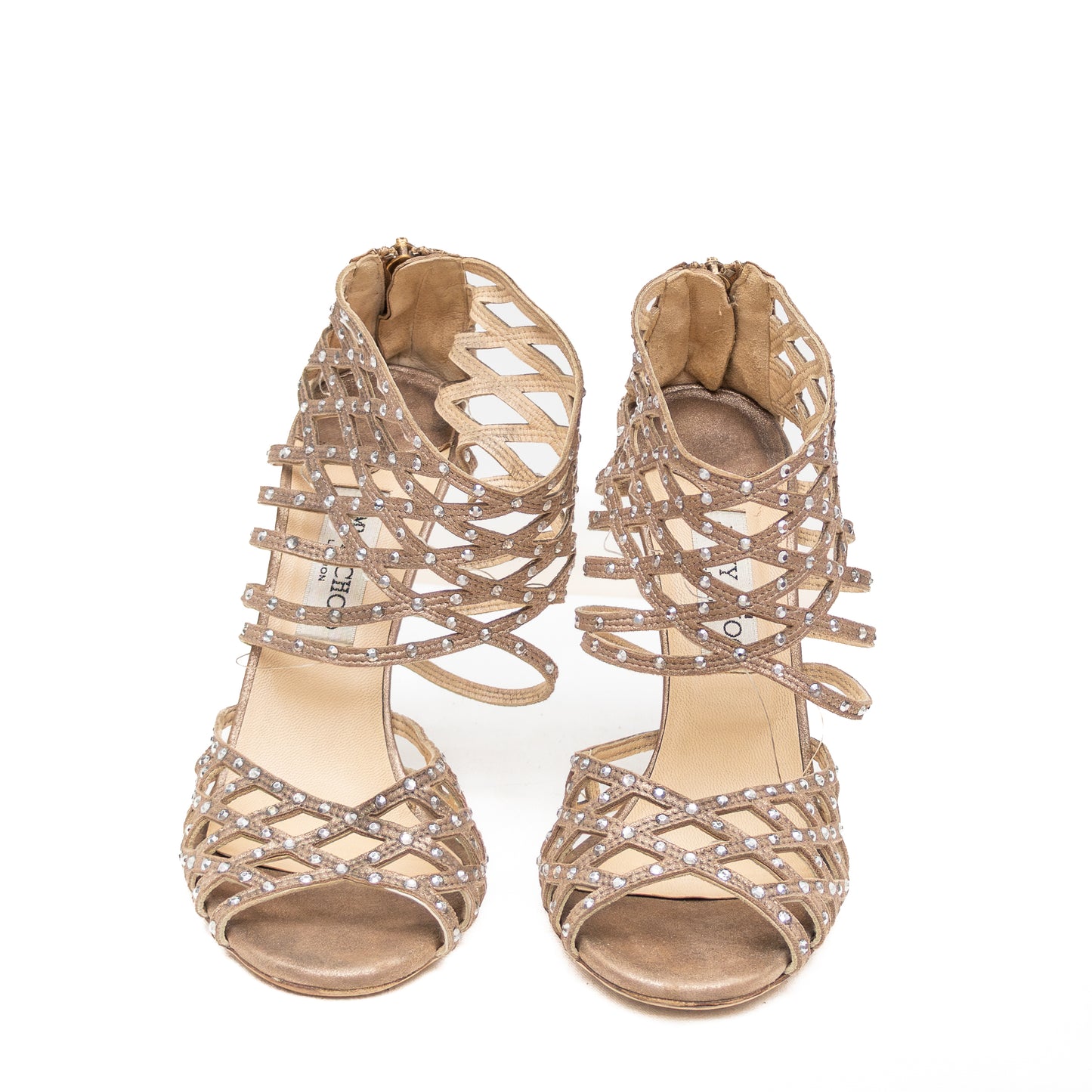 Jimmy Choo Embellished Cage Sandals – Size 41 – Made in Italy – Vintage Glamour