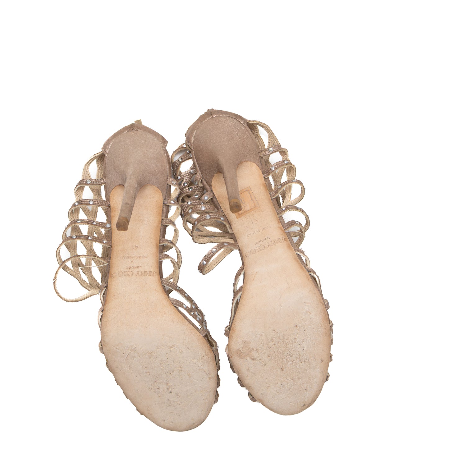 Jimmy Choo Embellished Cage Sandals – Size 41 – Made in Italy – Vintage Glamour