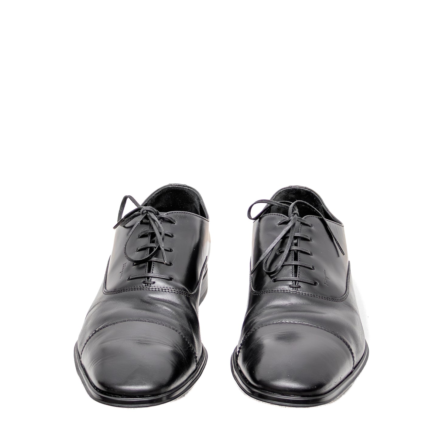 Salvatore Ferragamo Black Leather Cap-Toe Oxfords – Men’s Size 9.5D